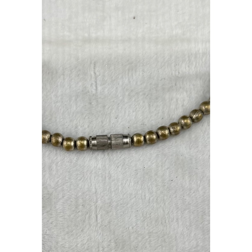 Vintage Chunky Beaded Necklace Boho Silver Tone 22" - Picture 11 of 12